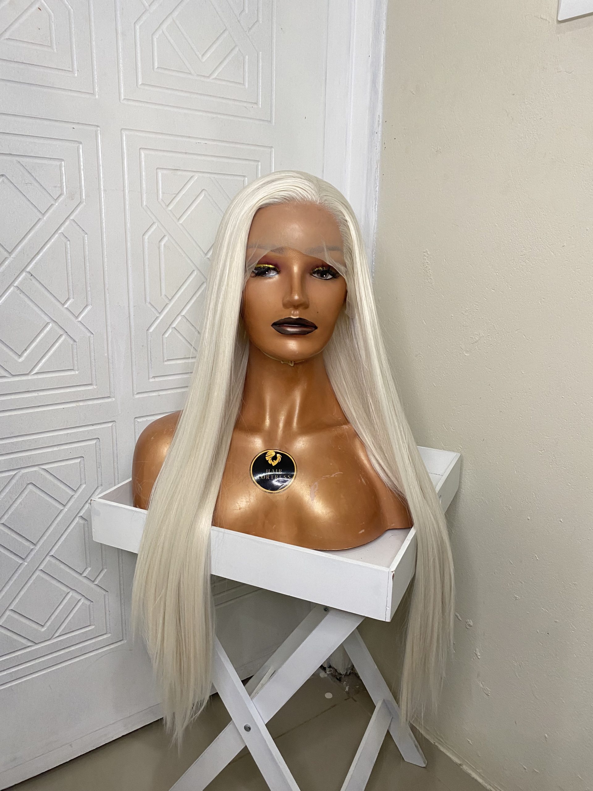 this is a human hair blend wig, a mixture of synthetic and human hair.